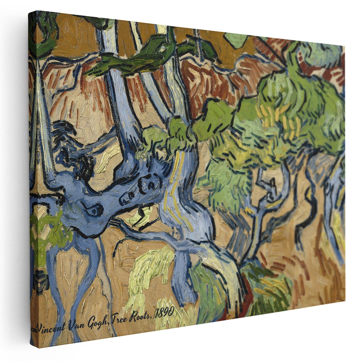 Artaza Canvas Schilderij Tree Roots Van Gogh - 160x120 cm - Groot - Wanddecoratie Boom - Muurdecoratie Natuur - Schilderijen Op Canvas