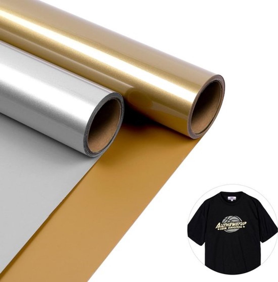 2 Rollen Plotterfolie Textiel Goud & Zilver - Strijken op Kleding en Stoffen - 30,5 x 304 cm UV-bestendig