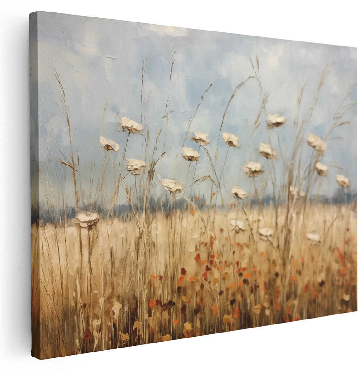 Artaza Canvas Schilderij Landschap - 160x120 cm - Groot - Wanddecoratie Bloemen - Muurdecoratie Landelijk - Boho Decoratie - Schilderijen Op Canvas