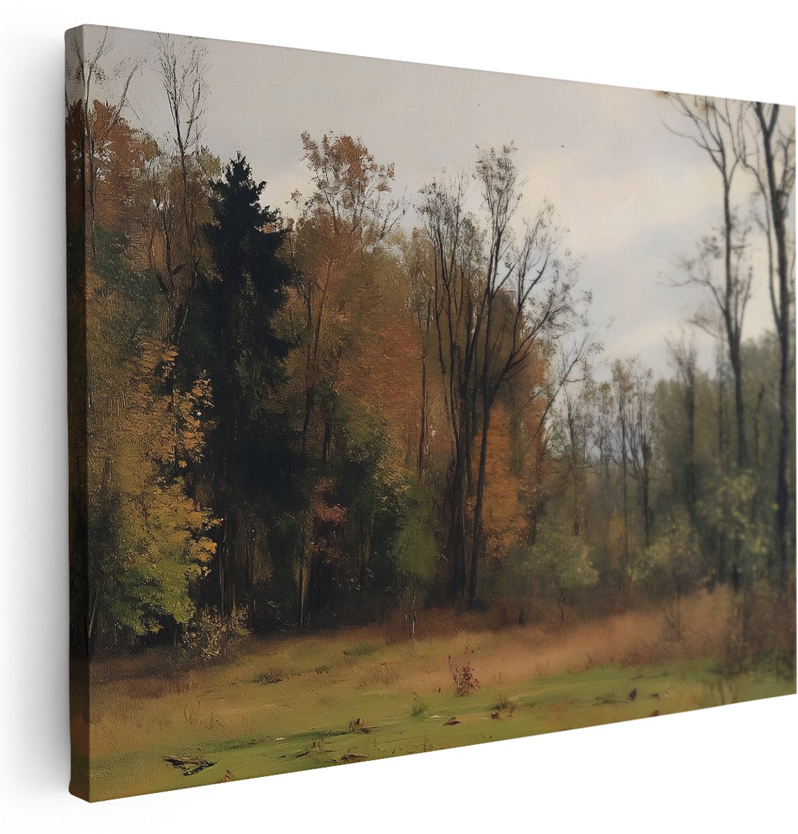 Artaza Canvas Schilderij Bos - 160x120 cm - Groot - Wanddecoratie Herfst Landschap - Muurdecoratie Bomen Natuur - Decoratie Landelijk
