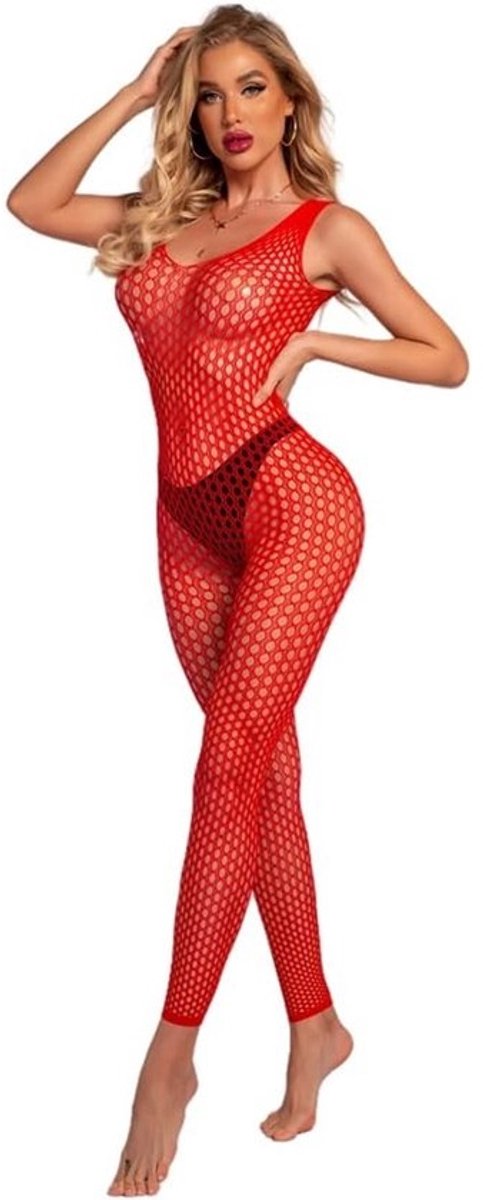Sexy Bodystocking met Lange Mouwen voor Dames - Transparant Hol Ontwerp