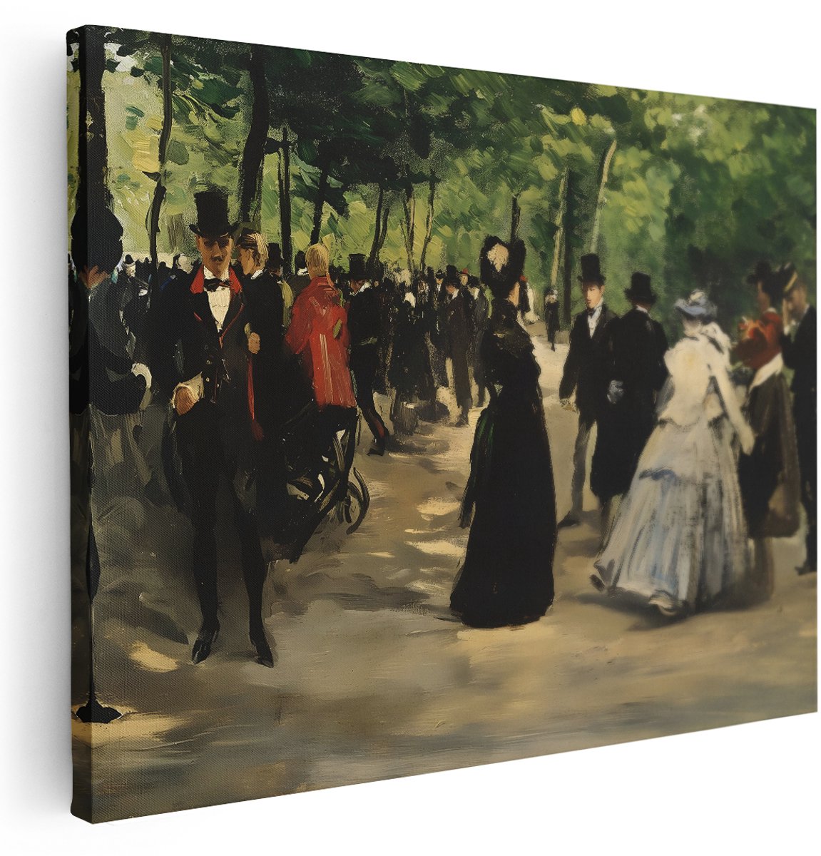 Artaza Canvas Schilderij Park - 160x120 cm - Groot - Wanddecoratie Vrouw - Muurdecoratie Klassiek Parijs - Decoratie Olieverf - Kamer Accessoires