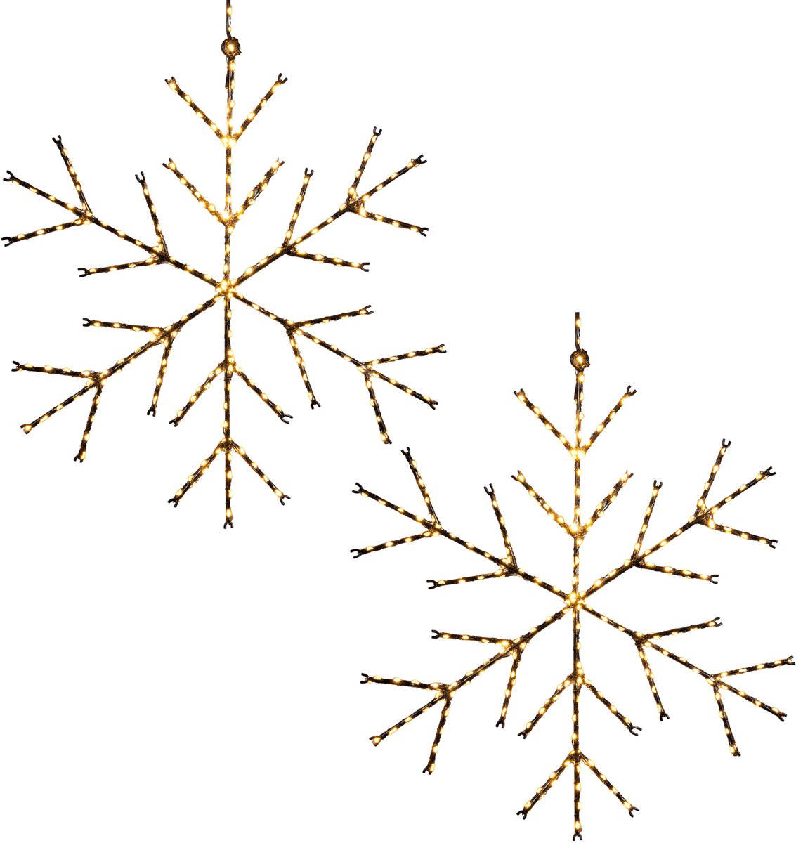 Anna's Collection Kerstverlichting figuur sneeuwvlok - 2x - D37 cm - 380 led lampjes - warm wit - binnen en buiten - kerstlampjes