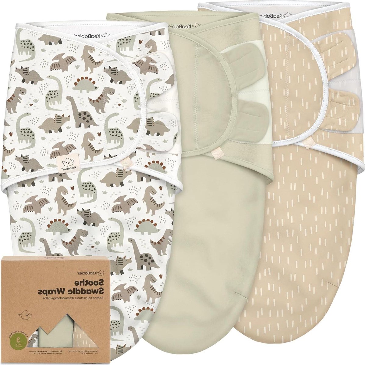 Baby Swaddles - Inbakerdoeken Baby - Rustige Slaap - Ademend Biologisch Katoen - 3 Stuks - Naturel