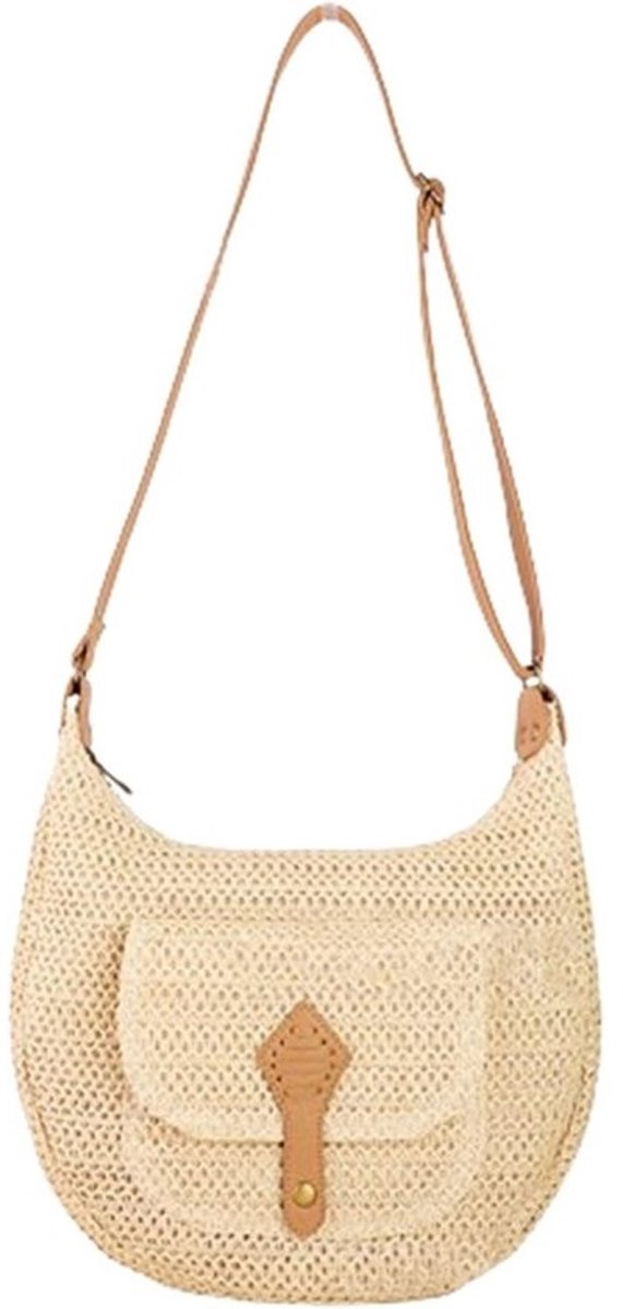 Grote Witte Zomer Strandtas Dames - Gevlochten Schoudertas Met Verstelbare Crossbody Band