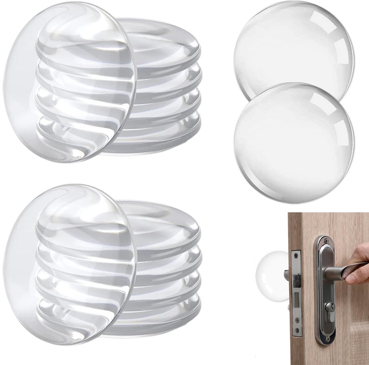 12 stuks Zelfklevende Siliconen Deurstopper Wandbuffer - Transparant - Stootbescherming voor Meubels & Wanden - 40x8mm