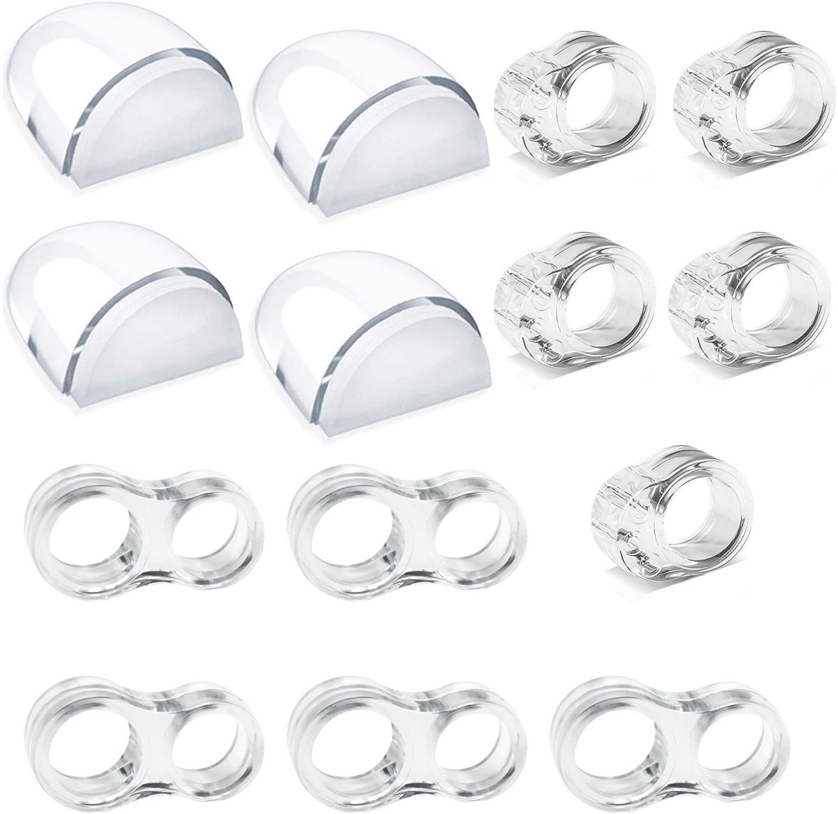 Deurstopper Set - Zelfklevende Vloerstoppers en Klinkbuffers - Voor Bescherming van Muren, Deuren en Ramen - 4 Stuks Vloerstopper, 10 Stuks 8-vorm Klinkbuffer 16-18mm