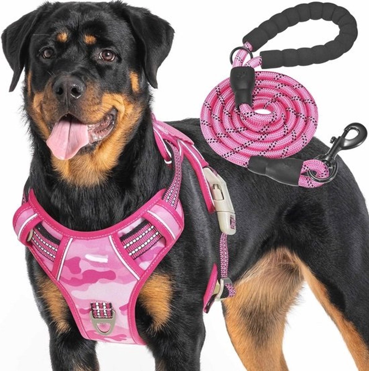 Stevig Tactisch Hondenharnas voor Grote Honden met Reflecterende Elementen