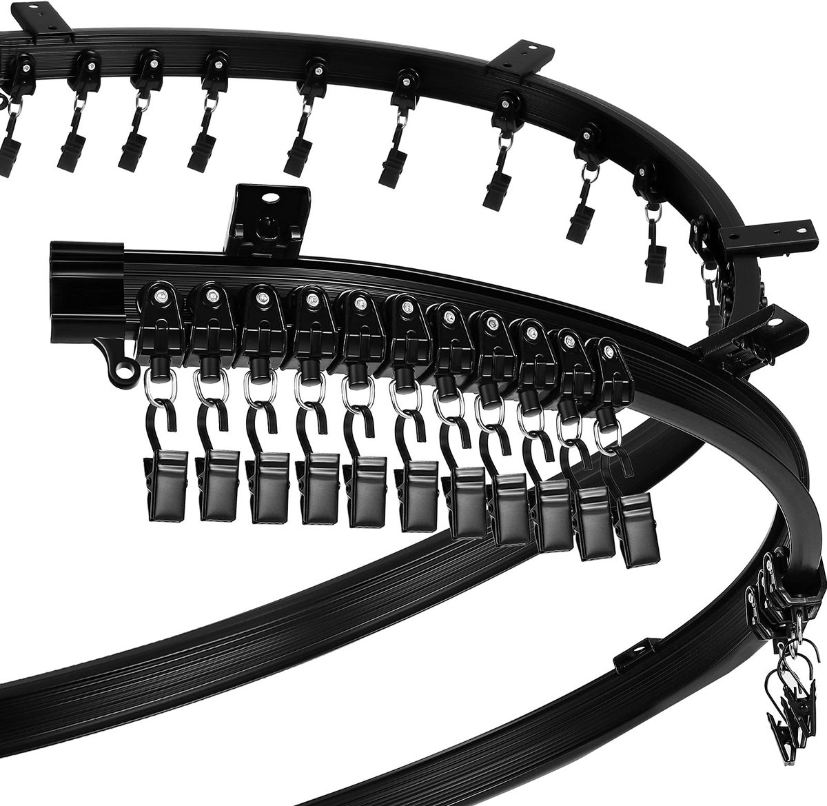 Gordijnrail - Flexibel voor Plafondmontage - Buigbaar voor Stapelbed, Erkerraam en Ruimteverdeler - Zwart, 2 m / 6,6 ft