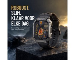 Tijdspeeltgeenrol Smartwatch Heren – 1,83 inch OLED – Bluetooth Bellen – Hartslag & Activiteit – 5ATM – Zwart