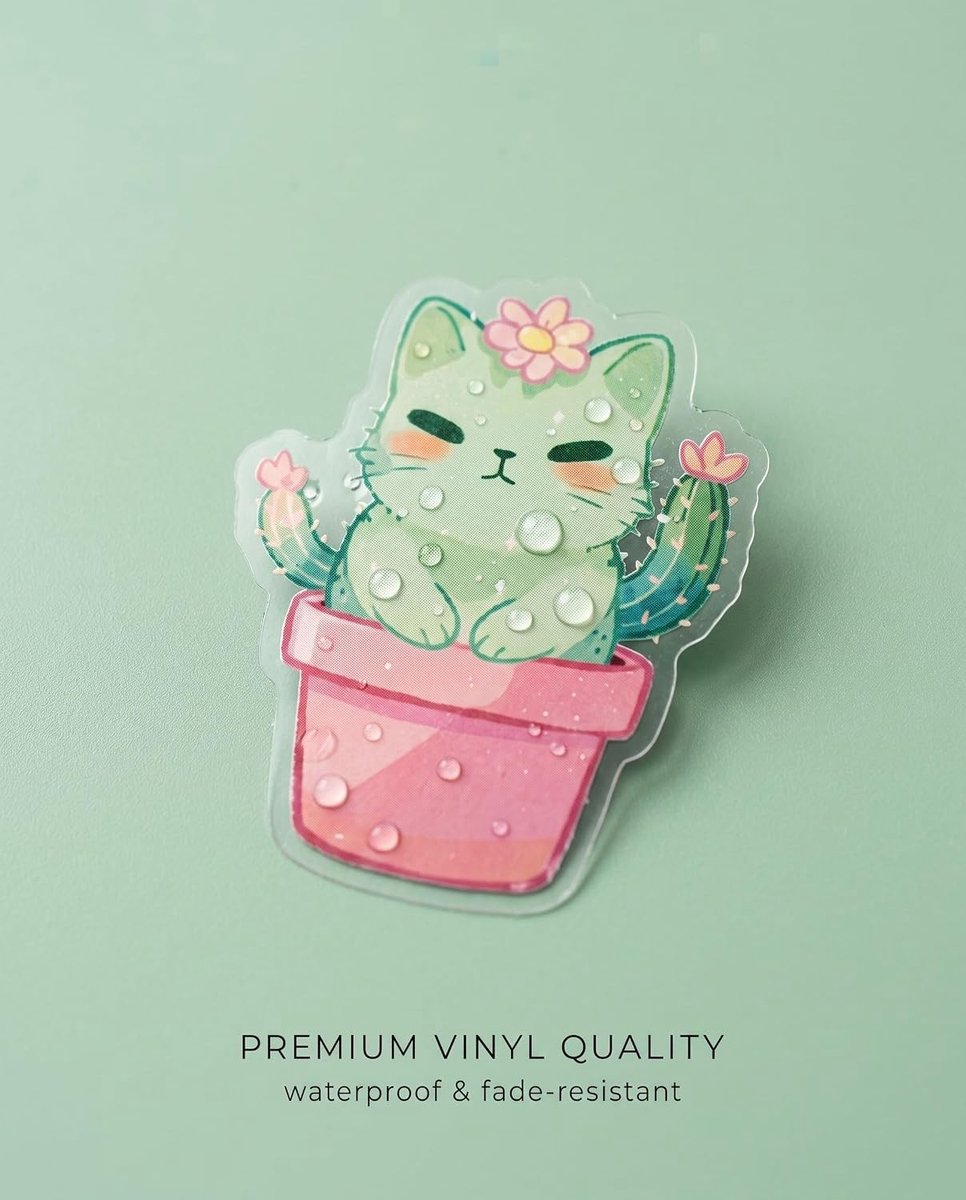 50 Stuk Kaktus Plakdieren voor Katten, Waterdichte Vinyl Stickers voor Laptop, Skateboard en Koffer, Perfecte Esthetische Cadeaus voor Meisjes