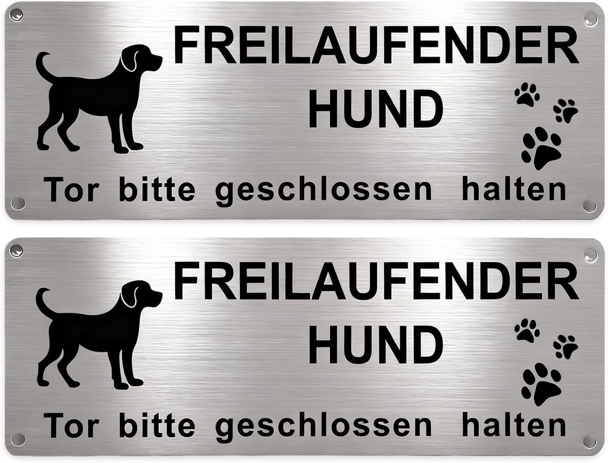 Waarschuwingsborden voor Honden - 2 Stuks, Aluminium Borden met Zelfklevende Achterkant, 25 x 9 cm, Ideaal voor Tuin en Oprit