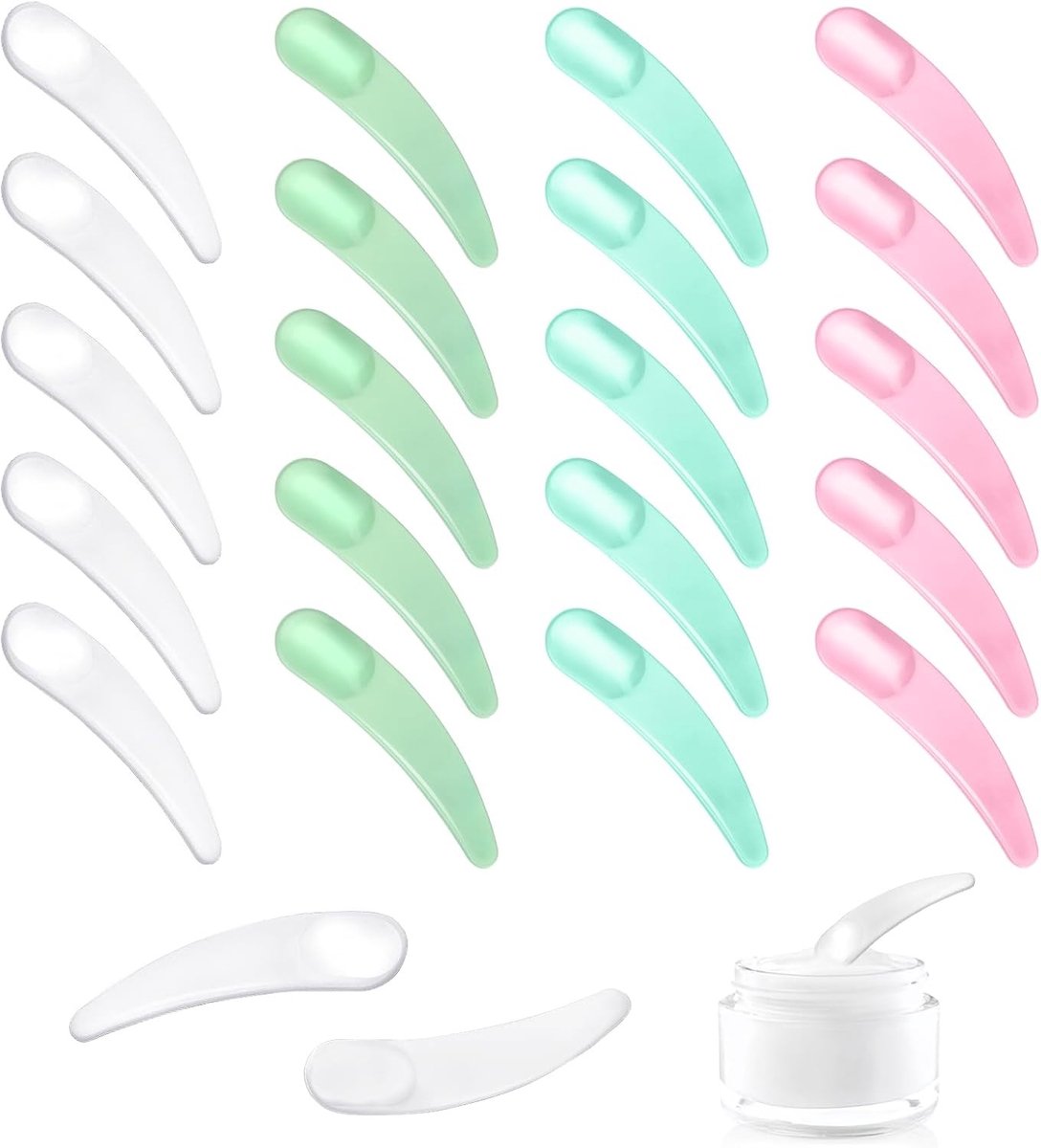 Kleurige Spatula's Set van 20 Stuks voor Cosmetica, Make-up en Mengtoepassingen, Mini en Curved Spatula's voor Perfecte Resultaten