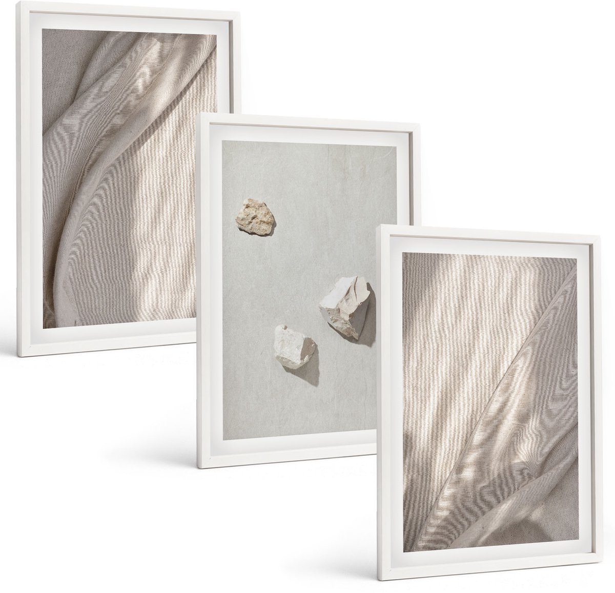 Wallfluent 3-Delige Schilderij Set - Close-Ups Van Moderne Boho-Stijl Structuren - 40 x 60 - Wanddecoratie - Woonkamer Decoratie - Moderne Wanddecoratie