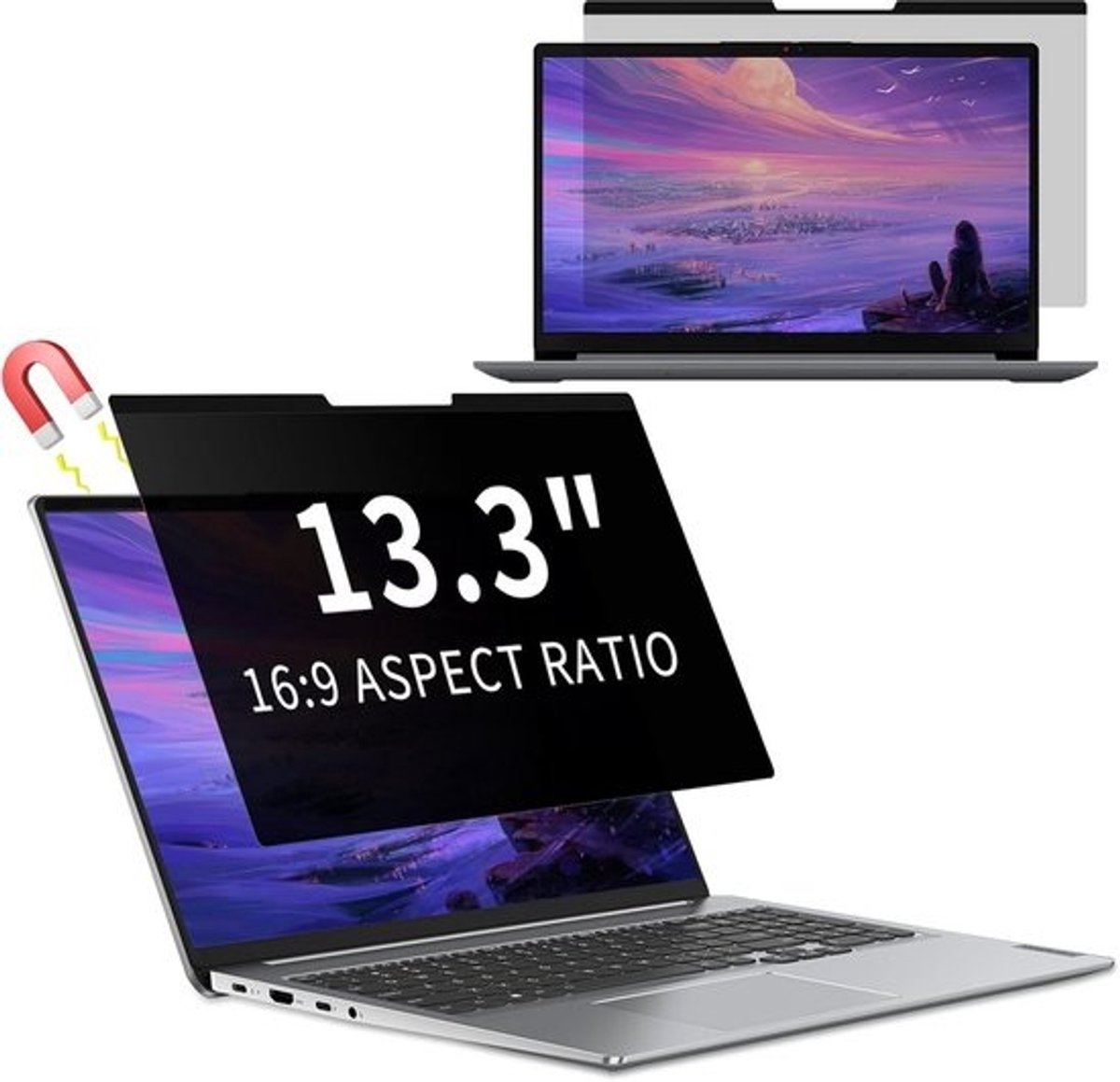 13,3 inch Privacyfilter Laptop 16:9 Magnetisch en Anti-Blauw Licht