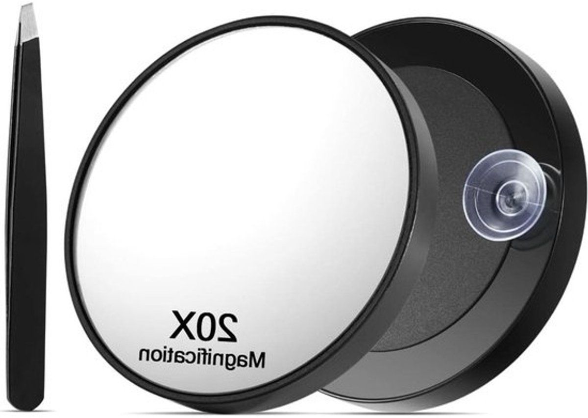 Vergrootspiegel - Make-up spiegel - Gezichtsreiniging - Krachtige vergroting - 9 cm diameter - Zwart