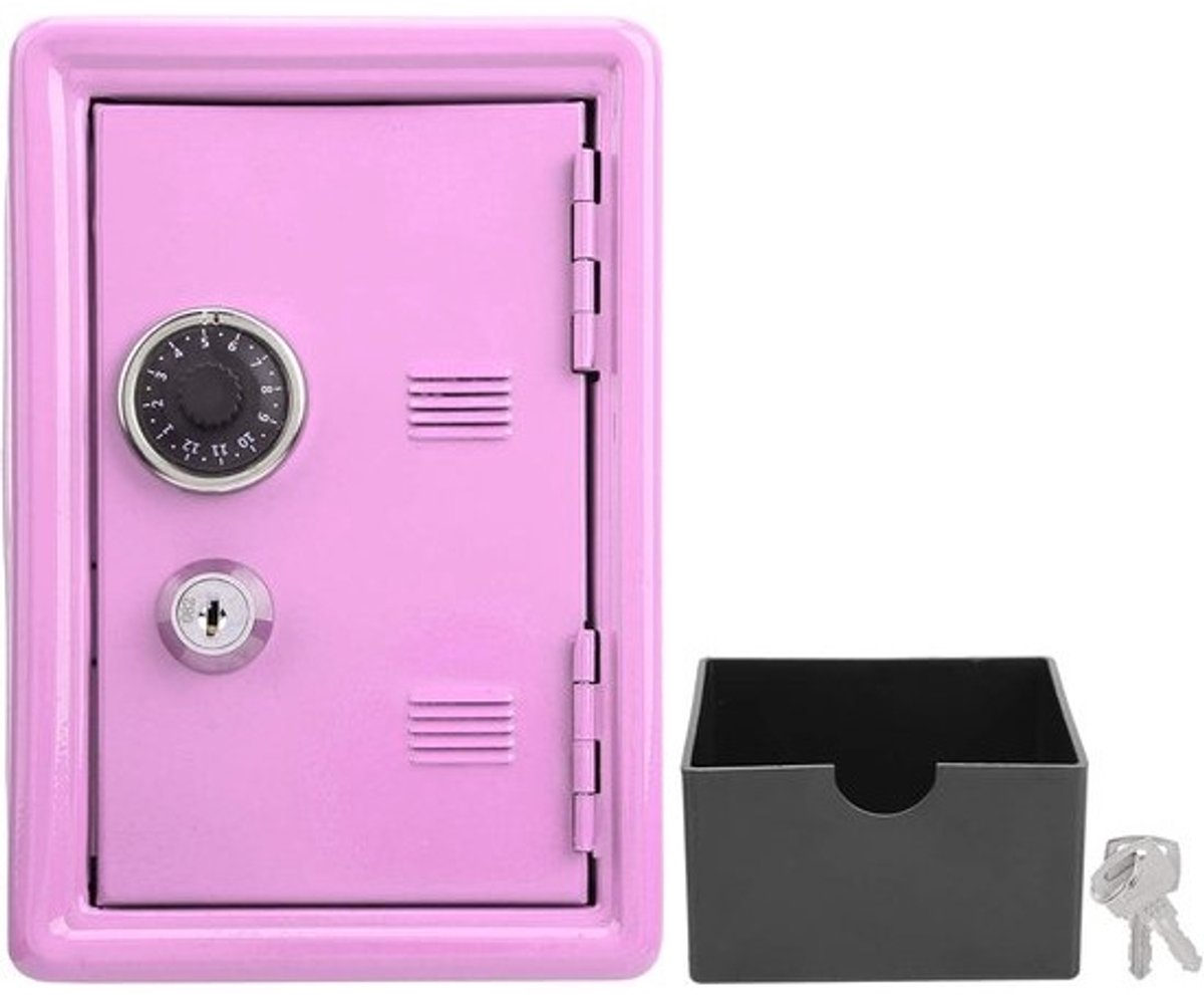 Safe Lock Cash Box voor kinderen - Mini Spaarpot met geldlade - Strong Box voor Security - Metalen geldkist met slot voor thuis - Roze .