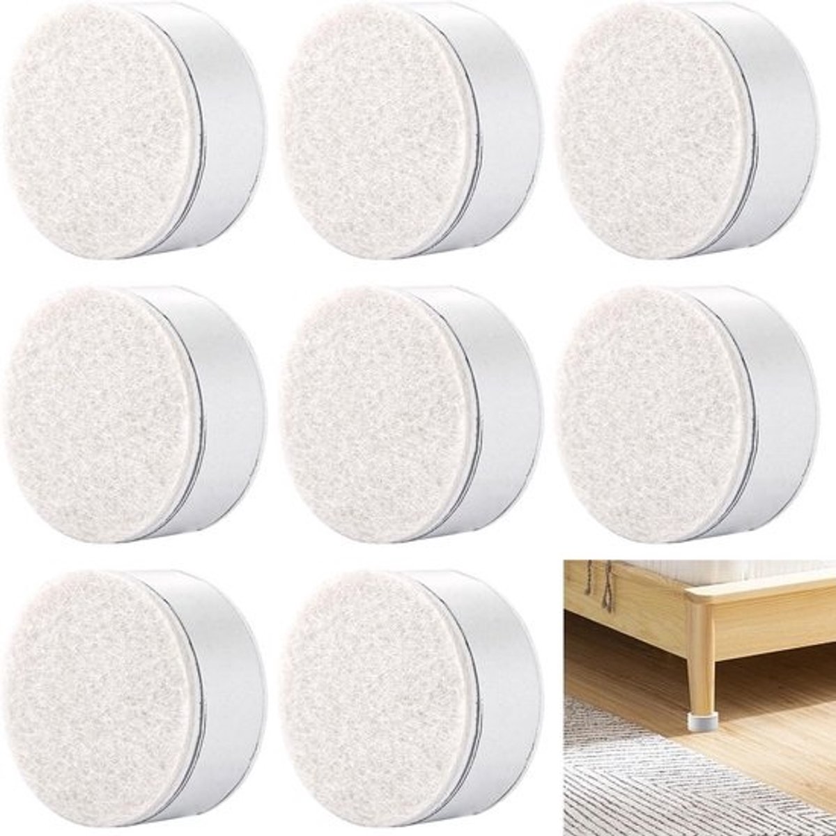 Set van 8 Ronde Meubelverhogers Staal 5 cm Hoogte Verstelbaar