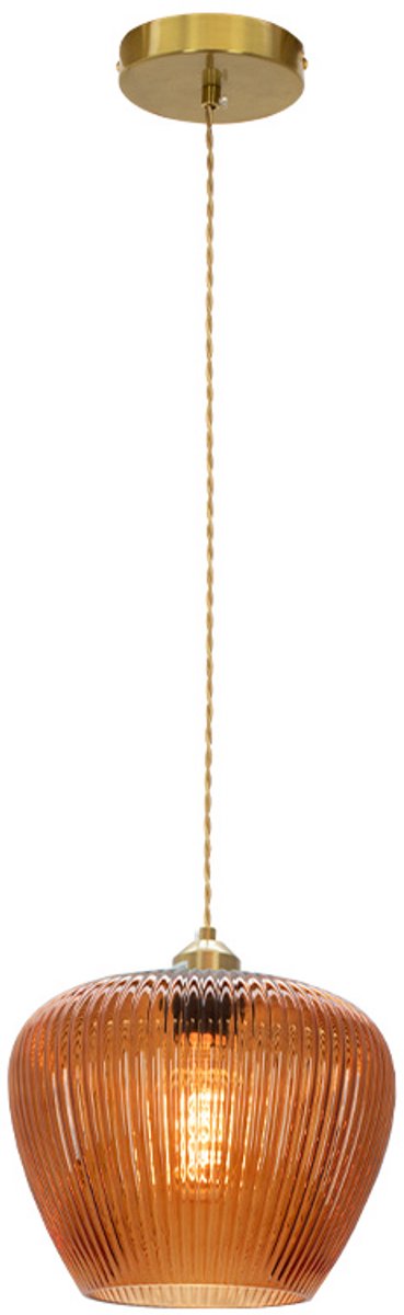 Olucia - RHODE - Hanglamp - Bruin / Messing - Vorm: Peer