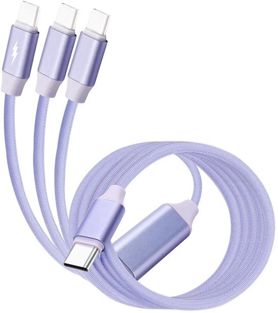 USB-C naar USB-C Kabel Splitter 1 op 3 – 66W Snel Opladen 1.5m – Nylon Gevlochten – Multi Charger voor Laptop Tablet en Smartphone