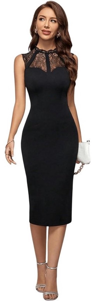 Elegante Bodycon Jurk voor Dames met Kant en Split Detail