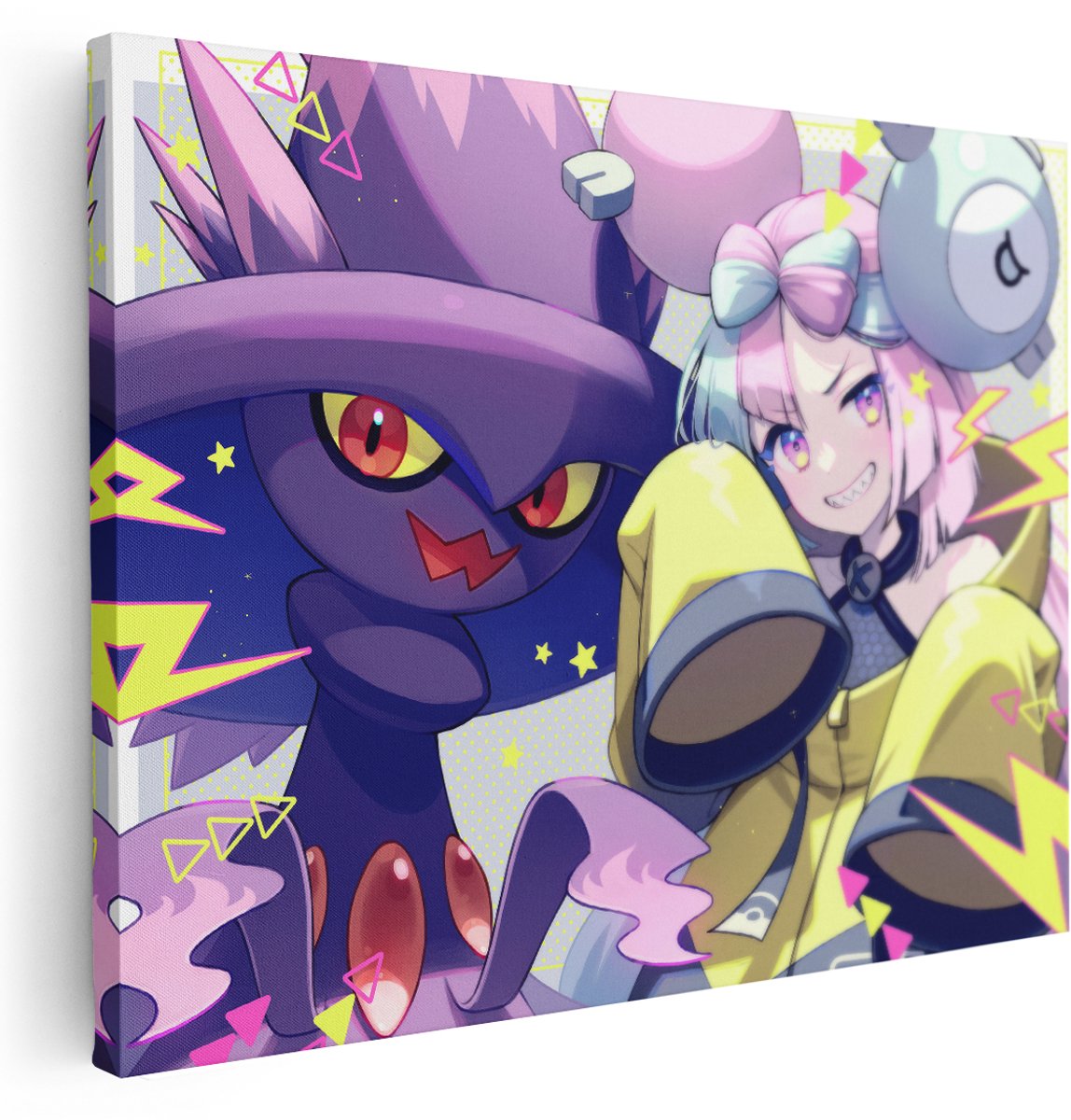 Artaza Canvas Schilderij Mismagius - 160x120 cm - Groot - Pokemon Wanddecoratie - Anime Muurdecoratie Gaming - Decoratie Slaapkamer - Kamer Accessoires