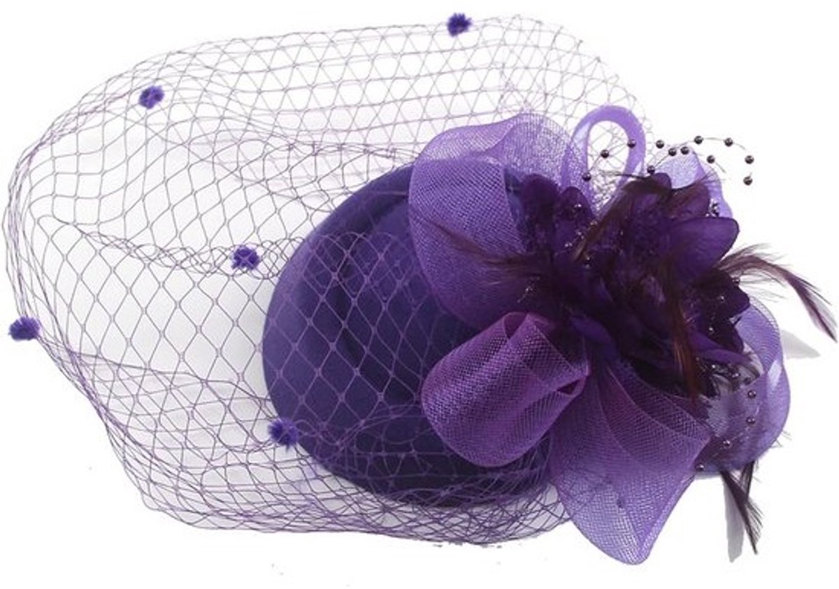 Elegante Fascinator Hoed met Veren en Haarclip voor Dames Feestelijk Gelegenheden