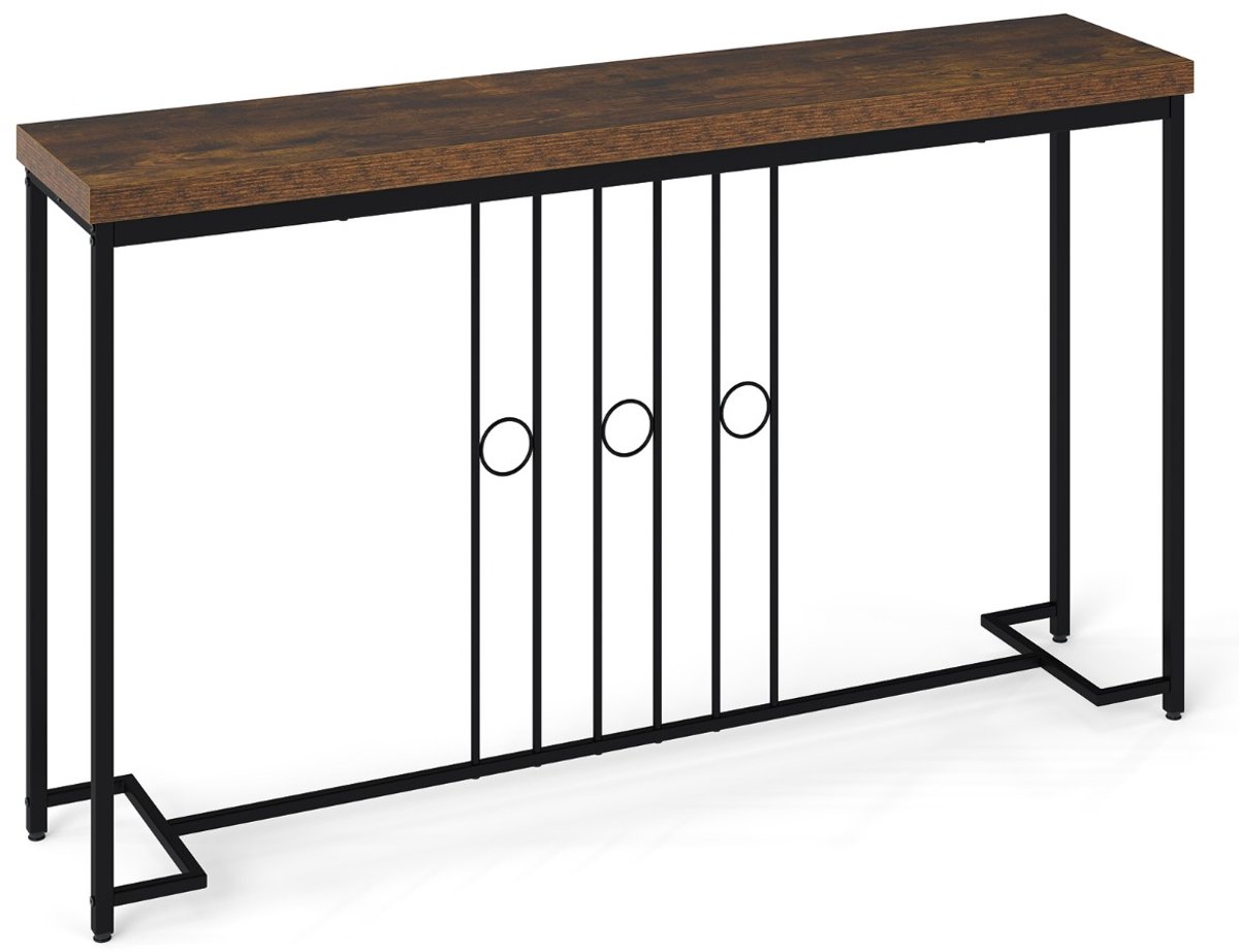 SureDeal® - Consoletafel - Industriële Console Tafel - 140x30x81 cm - Koffiebruin