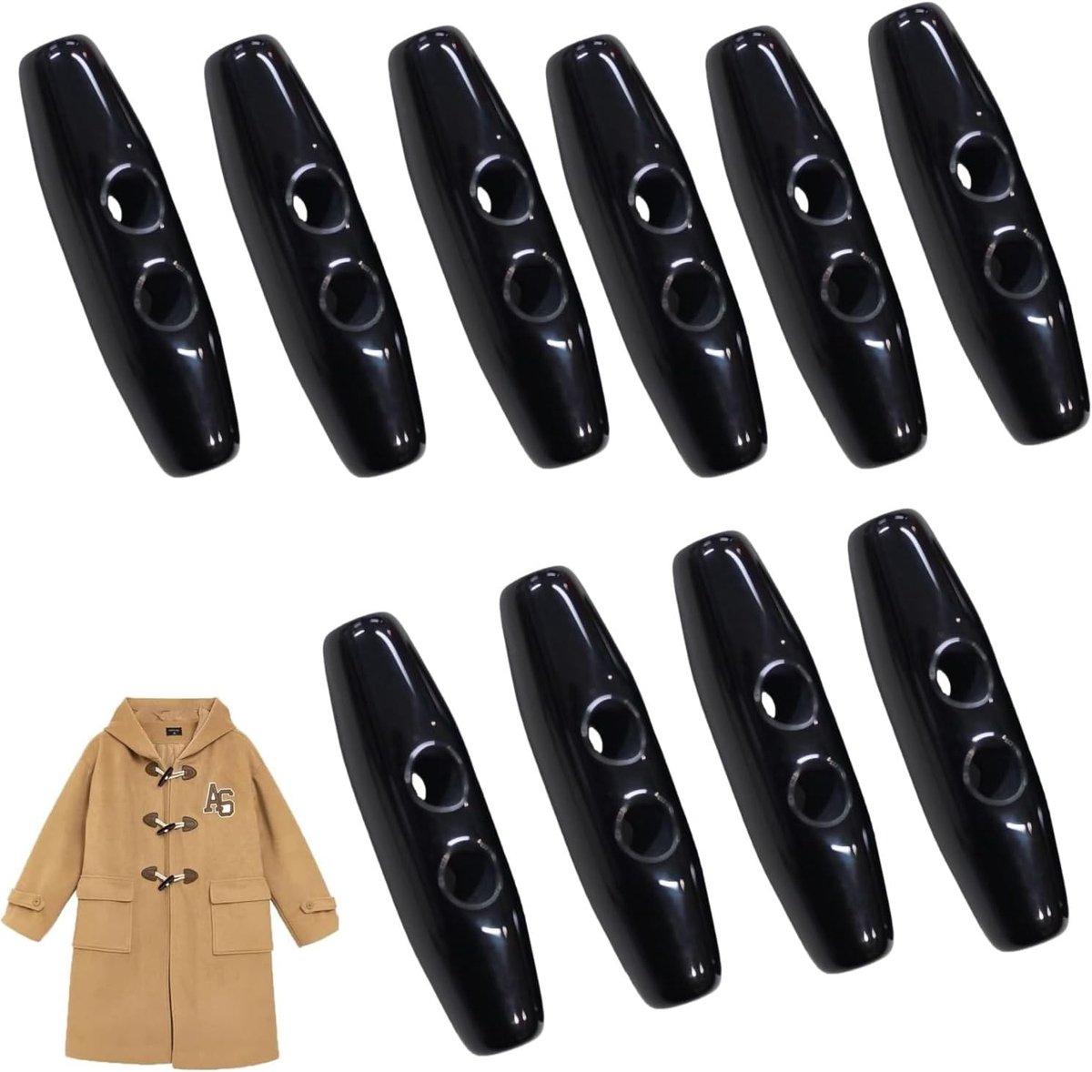Houten Toggle Knopen 10 Stuks voor DIY Kleding, Breiwerk en Accessoires - 2 Gaten Houten Knopen van Acrylaat en Hout