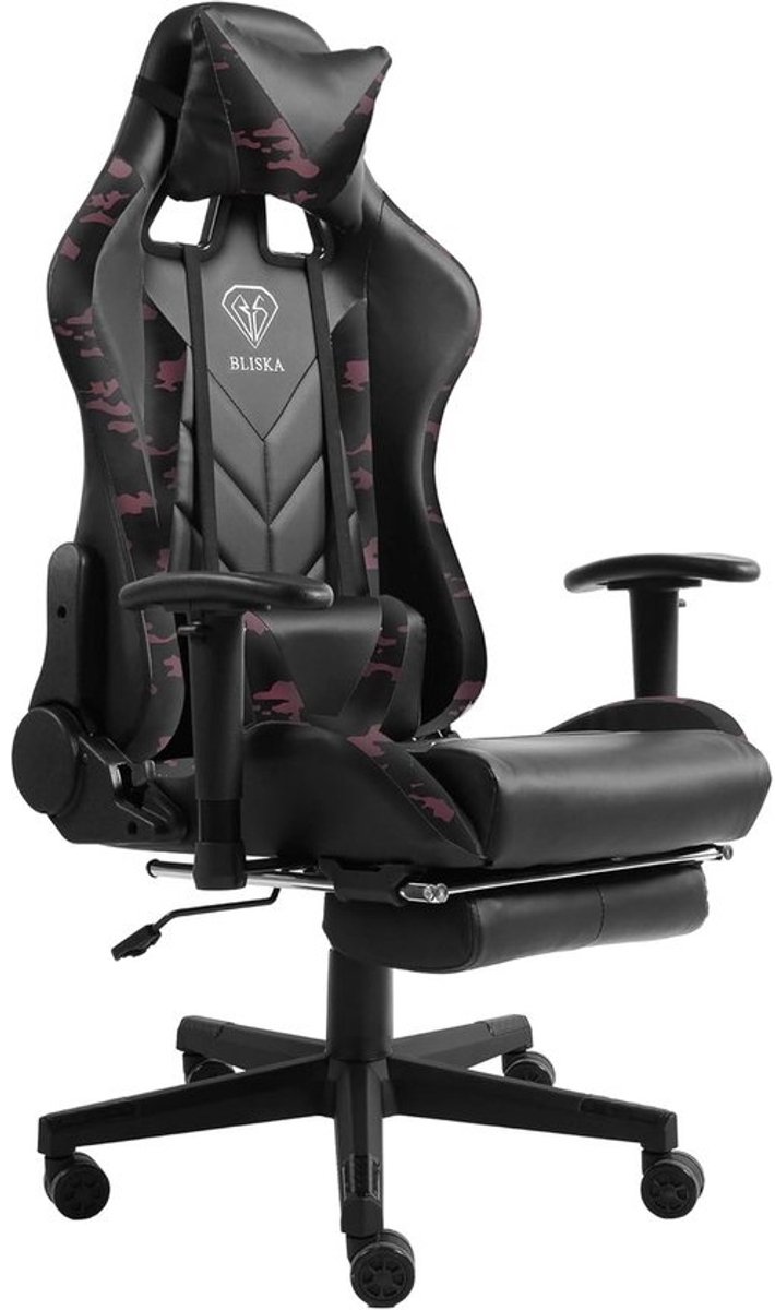 Gamingstoel met voetensteun - Ergonomische bureaustoel - Langdurig gamen - Verstelbare 4D armleuningen - 51 x 55 x 140 cm
