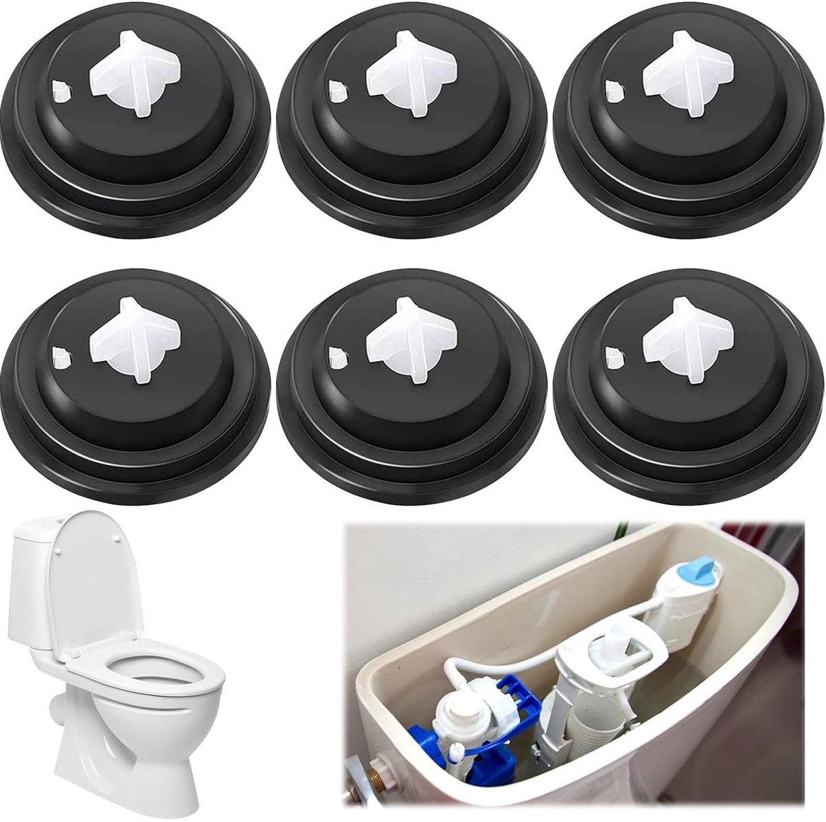 Set van 6 Membranenringen voor Toilet, Afsluitring, Vlotterkraan en Onderhoud van Toiletwater, Ideaal voor Waterafvoer en Flushsystemen