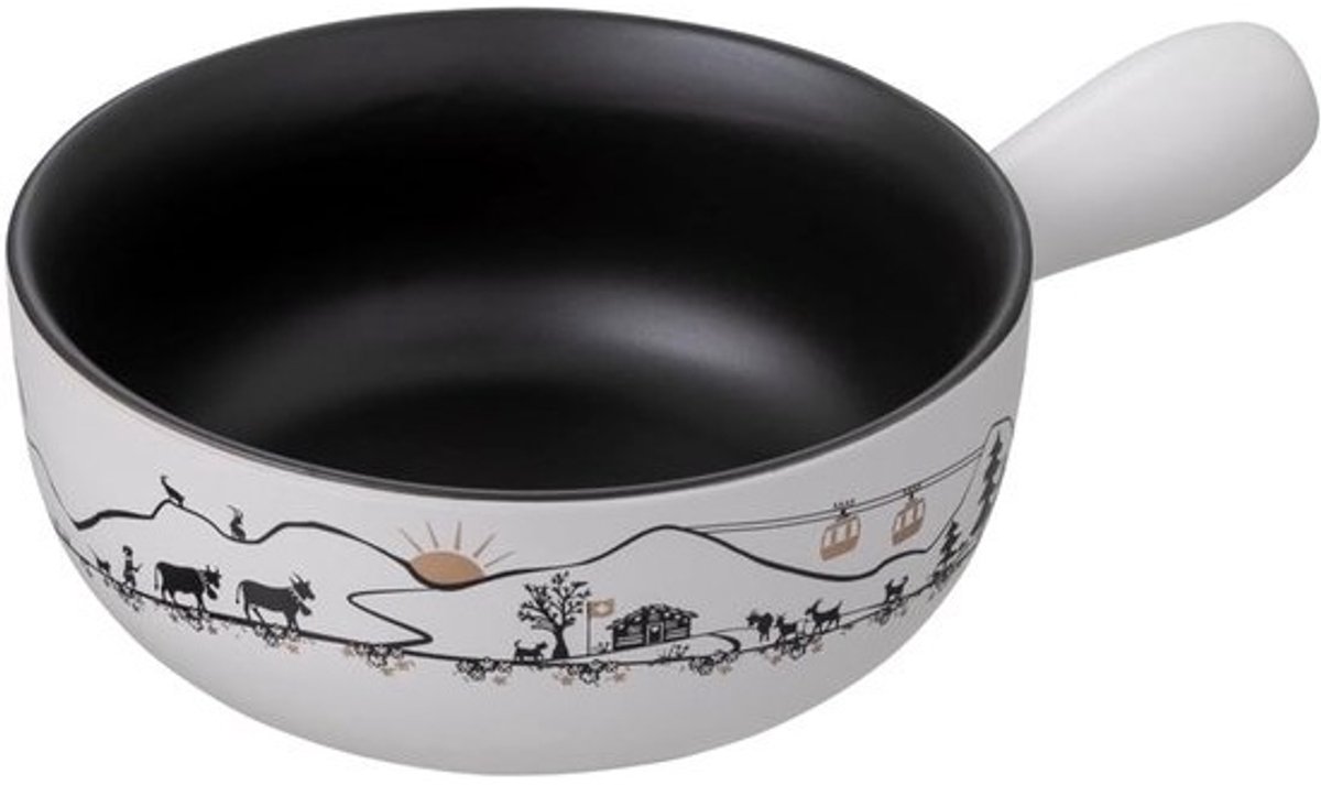 Kaasfondueset - Fonduepan - Gezellig Tafelen - Alpine Design - Ø 23 cm - Wit