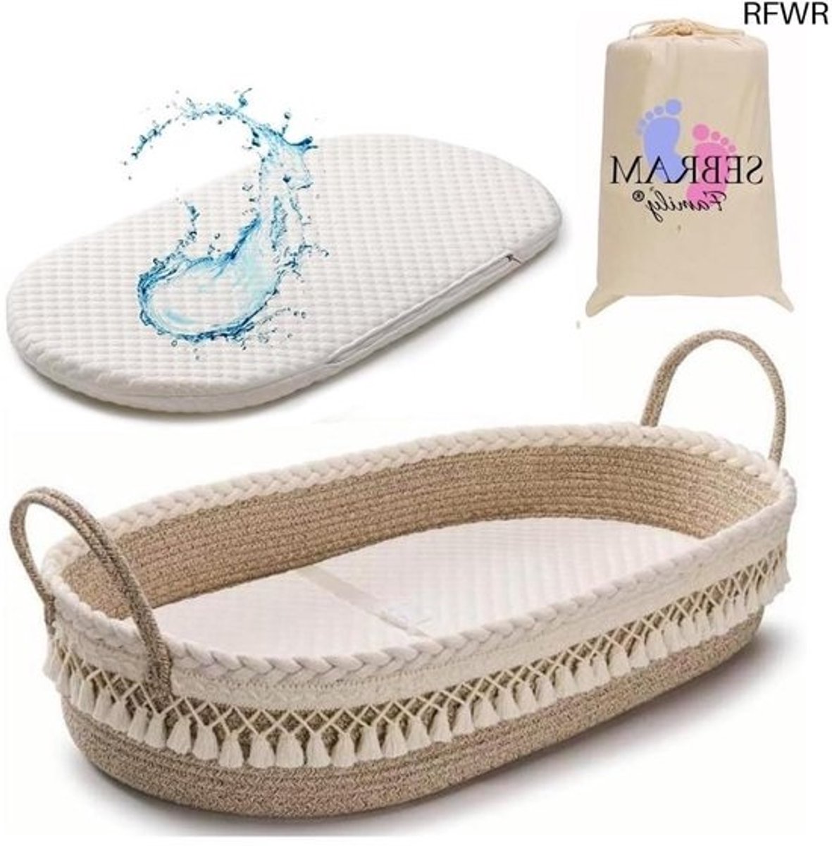 RFWR® Luxe aankleedmat en babyluiermand met reismat en waterafstotende overtrek