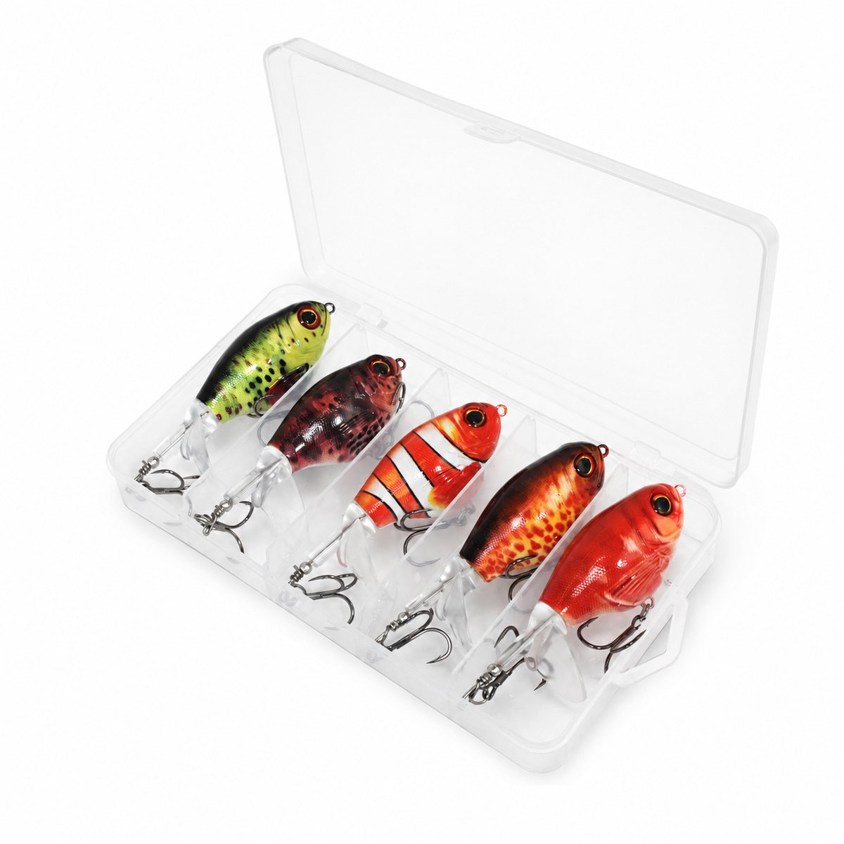 Fish-Xpro Topwater Prop-Bait Set - 5 Stuks - 9 cm - 14 g - Tacklebox