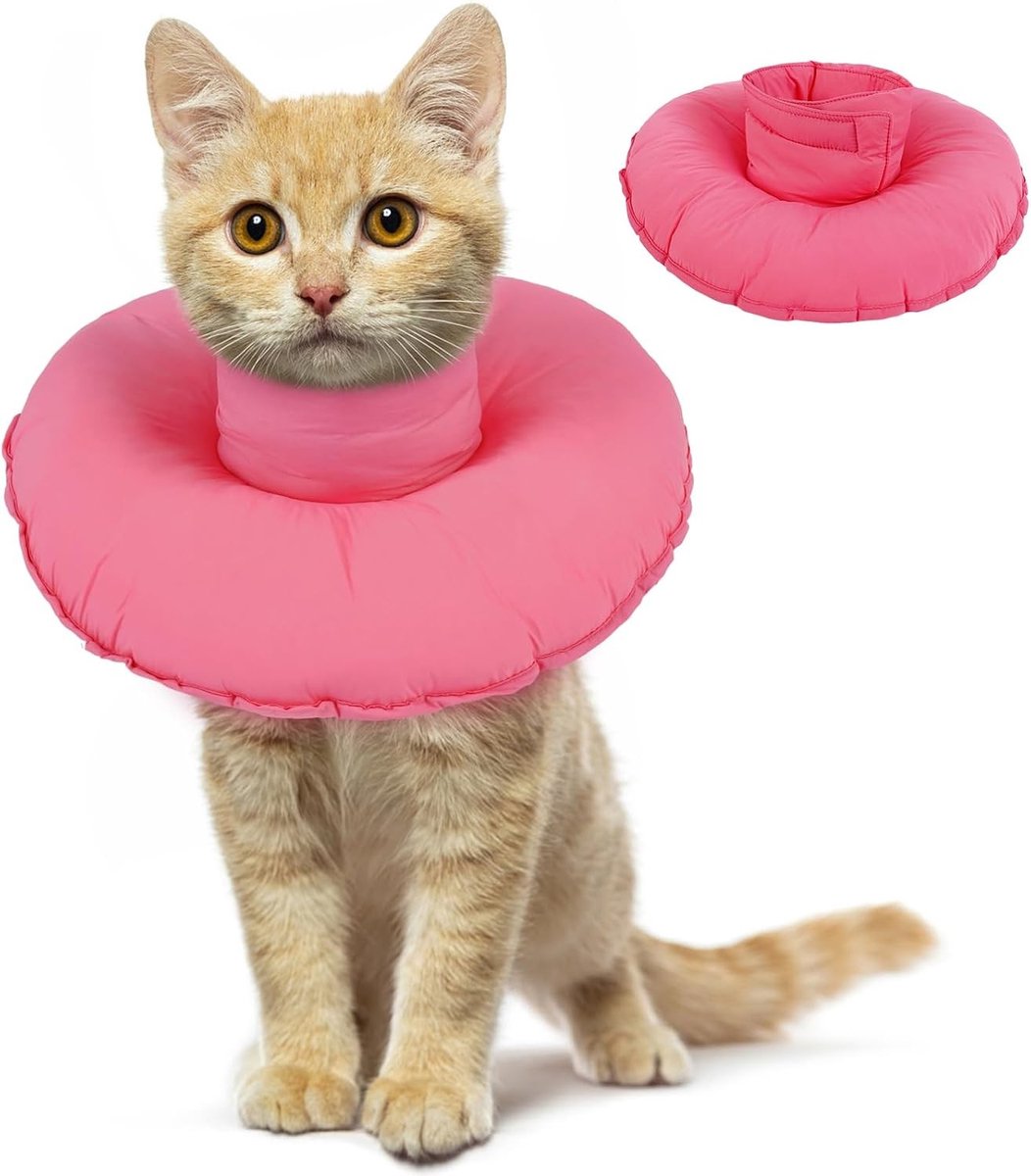 Waterdichte Kattenhalsband met Donutvorm - Zachte Bescherming na Chirurgie en Letsel, Ideaal voor Herstel (Roze, S)