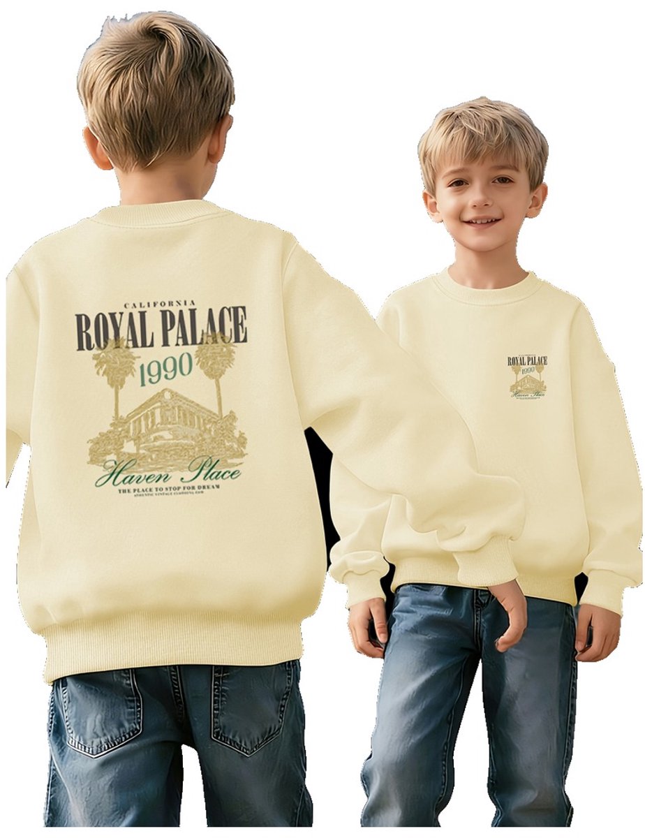 Currero Sweater Jongens Sweaters Sweatshirt Hoodie Warme Trui Pullover Jumper Crewneck Vest 4-5 Jaar Beige