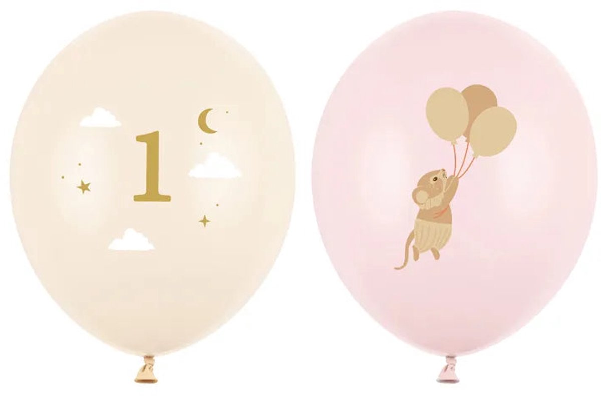 Ballonnen Muisje 1 jaar Lichtroze (50st)