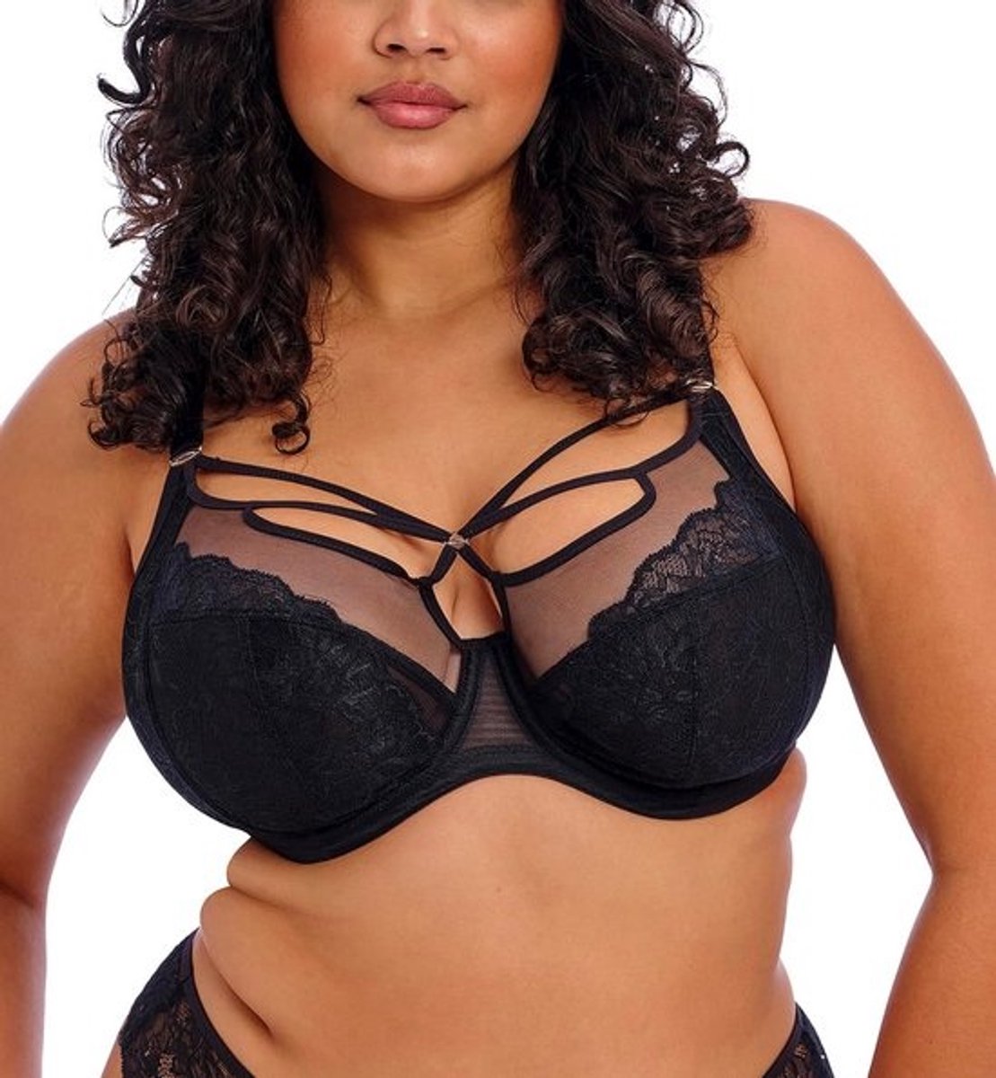Strappy Onderdraad Plunge BH voor Dames - Zwart, Maat 75J