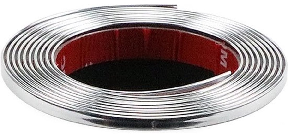 Zelfklevende Universele Chrome Sierstrip 5 Meter - Zilveren Decoratie voor Auto, Motor en Meer