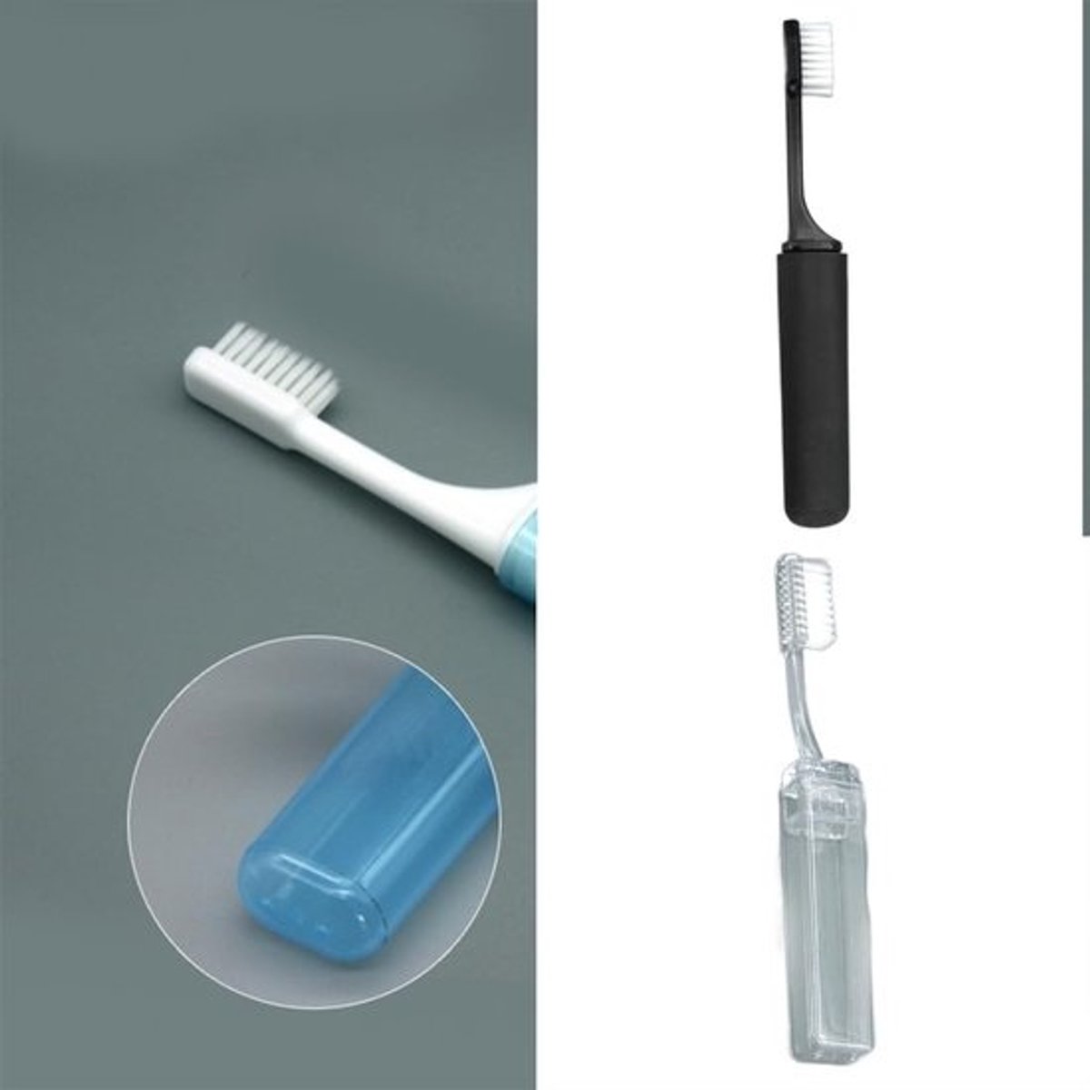 Reistandenborstel - Opvouwbare Tandenborstel - Hygiënisch Reizen - Met Beschermende Covers - Compact Formaat - Diverse Kleuren