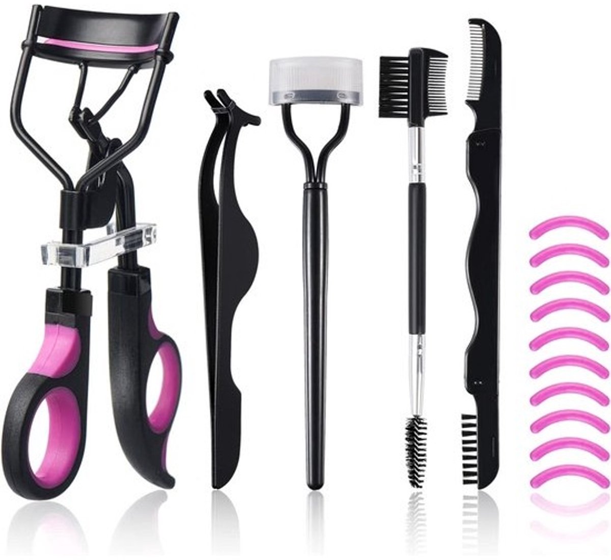 Complete Wimperkrulset met Inclusief Wimperkruller, Kam en 10 Siliconen Pads