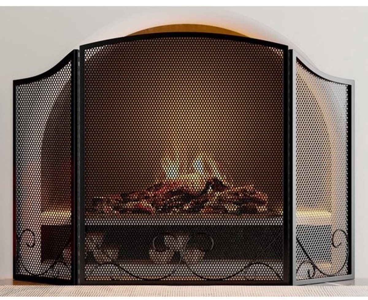 Moderne Minimalistische 3-Panel Open Haard Scherm met Vouwfunctie en Decoratief Ontwerp - 48" x 29"