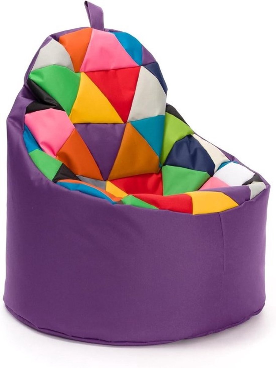 Patchwork Zitzak - Zitzak fauteuil Poef - Ontspannen Zitten - Veelkleurig Patchwork Design - 70x75 cm - Paars