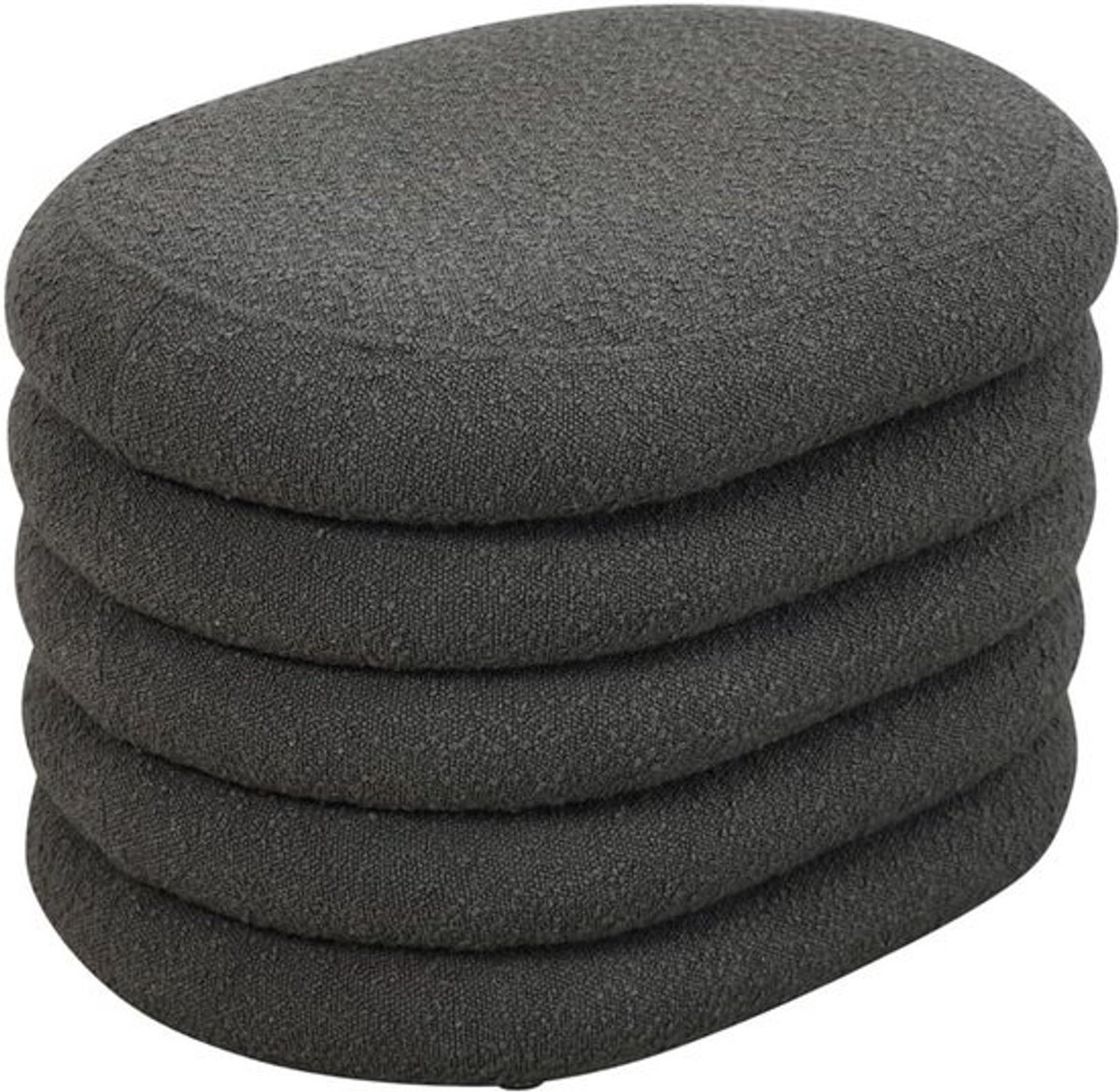 Poef met Opbergruimte - Zitkist Ottoman - Woonkamer Decoratie - Boucle Bekleding - 60 x 45 x 42 cm - Donkergrijs