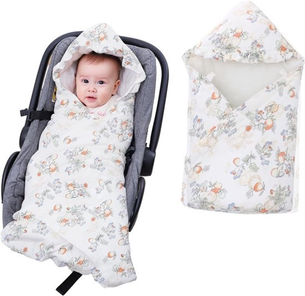 Unisex Baby Deken met Capuchon 90x90 cm Universeel voor Kinderwagen en Autostoel