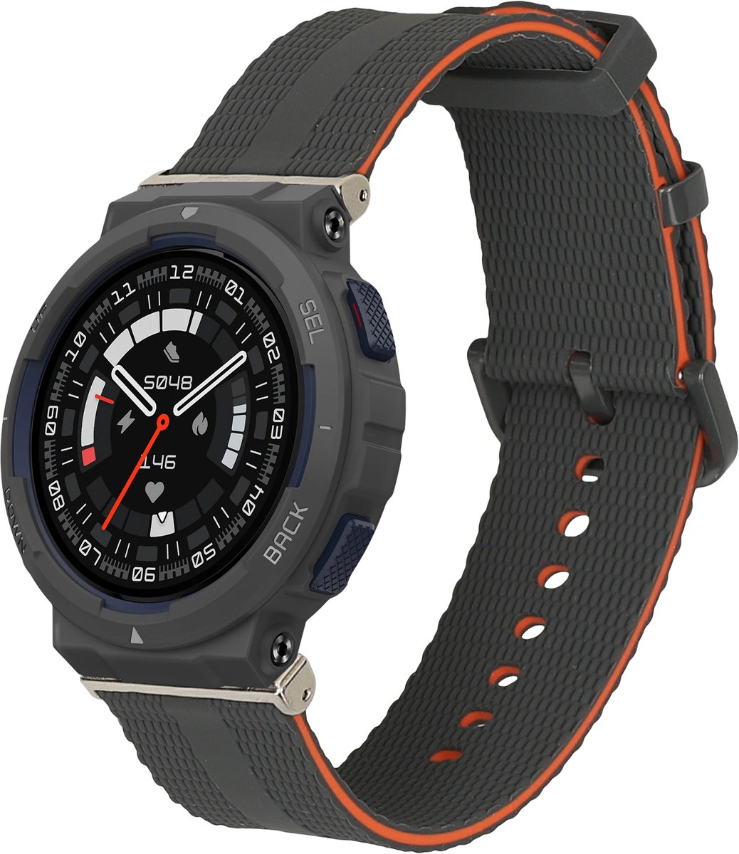kwmobile horlogebandje geschikt voor Amazfit Active Edge (A2212) polsband - Smartwatch bandje van TPU - Activity tracker horloge band in zwart / oranje