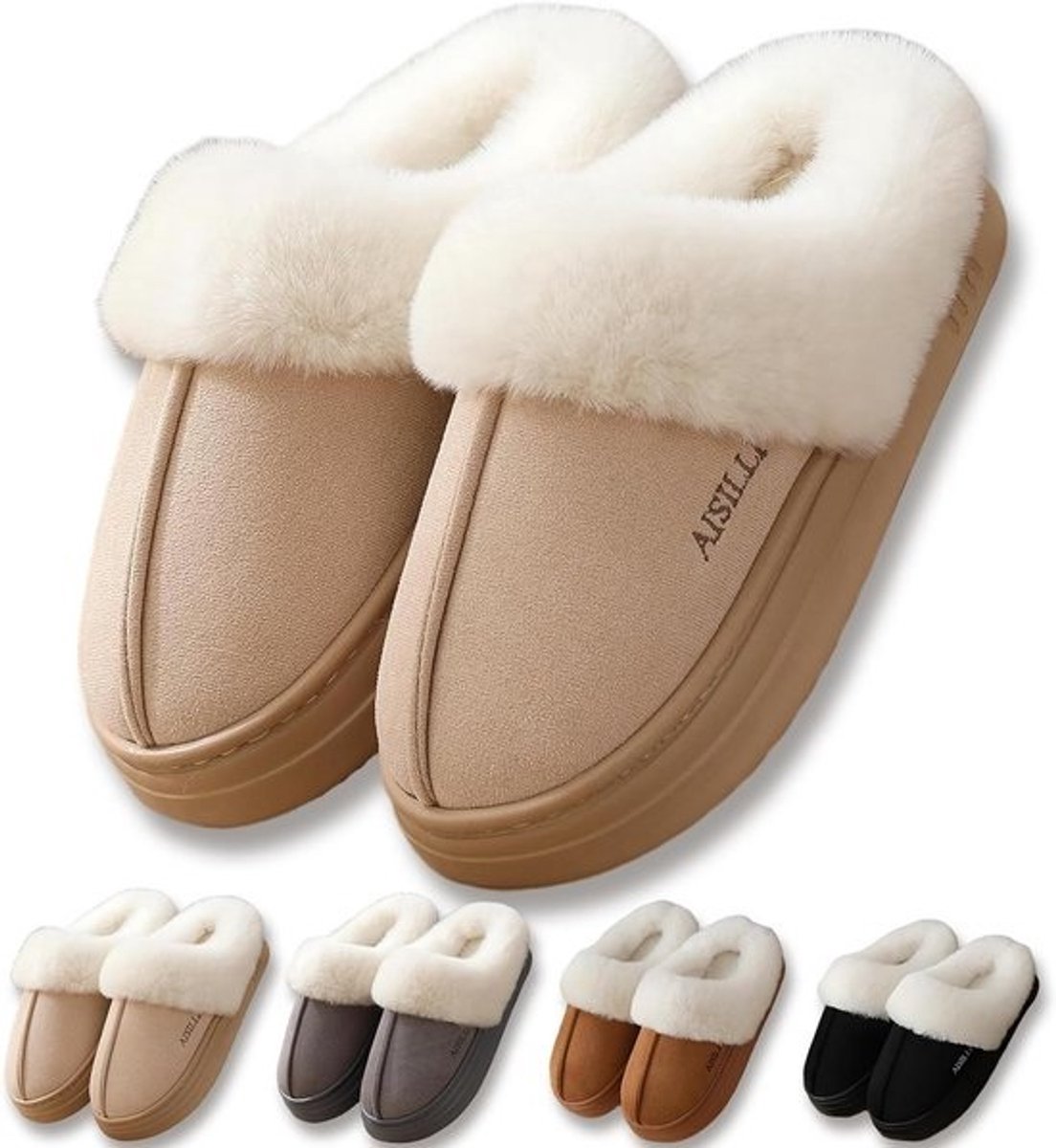 Warme Pluche Pantoffels voor Heren en Dames - Anti-Slip Binnen en Buiten Comfortschoenen