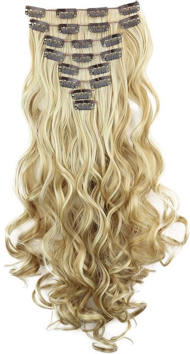 7-Delige Clip-In Haarverlenging Set Golvend 45cm Synthetisch Haar