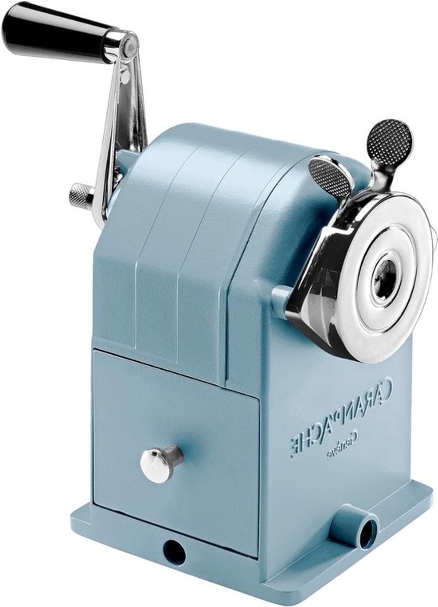 Metalen Potloodslijper - Slijpmachine Potlood - Potloden Slijpen - Bureaubevestiging Mogelijk - 14.5 x 9 x 14 cm - Gletsjerblauw