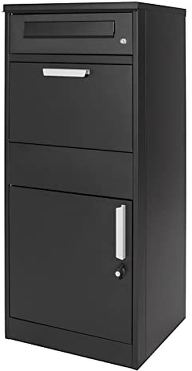 Pakketbrievenbus - Staande brievenbus - Veilig post ontvangen - Ruime capaciteit - 50 x 37 x 112 cm - Zwart
